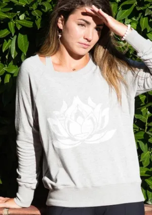 WHITE LOTUS Heather Grey Boyfriend Sweatshirt