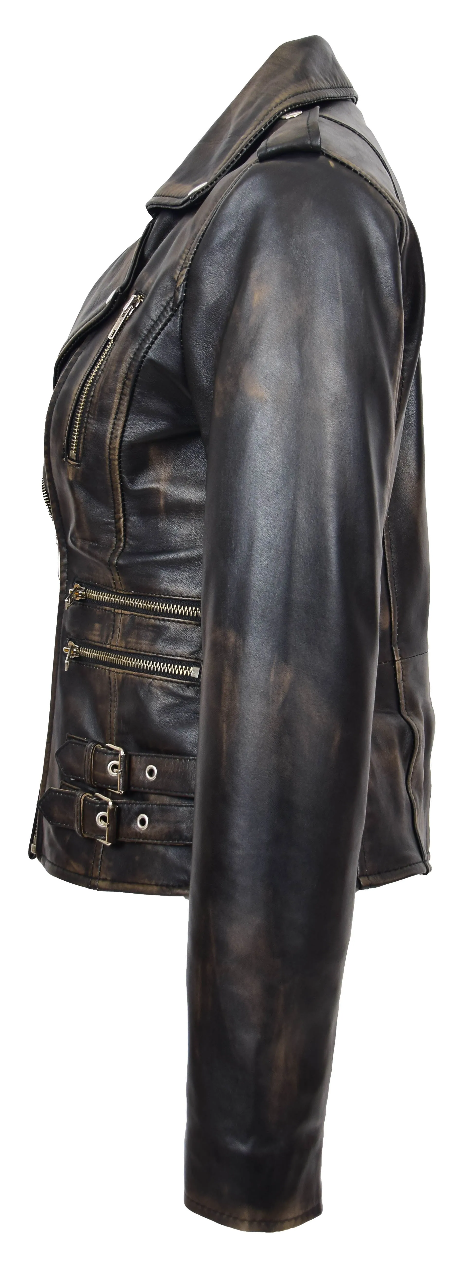 Womens Trendy Biker Leather Jacket Beyonce Rub Off