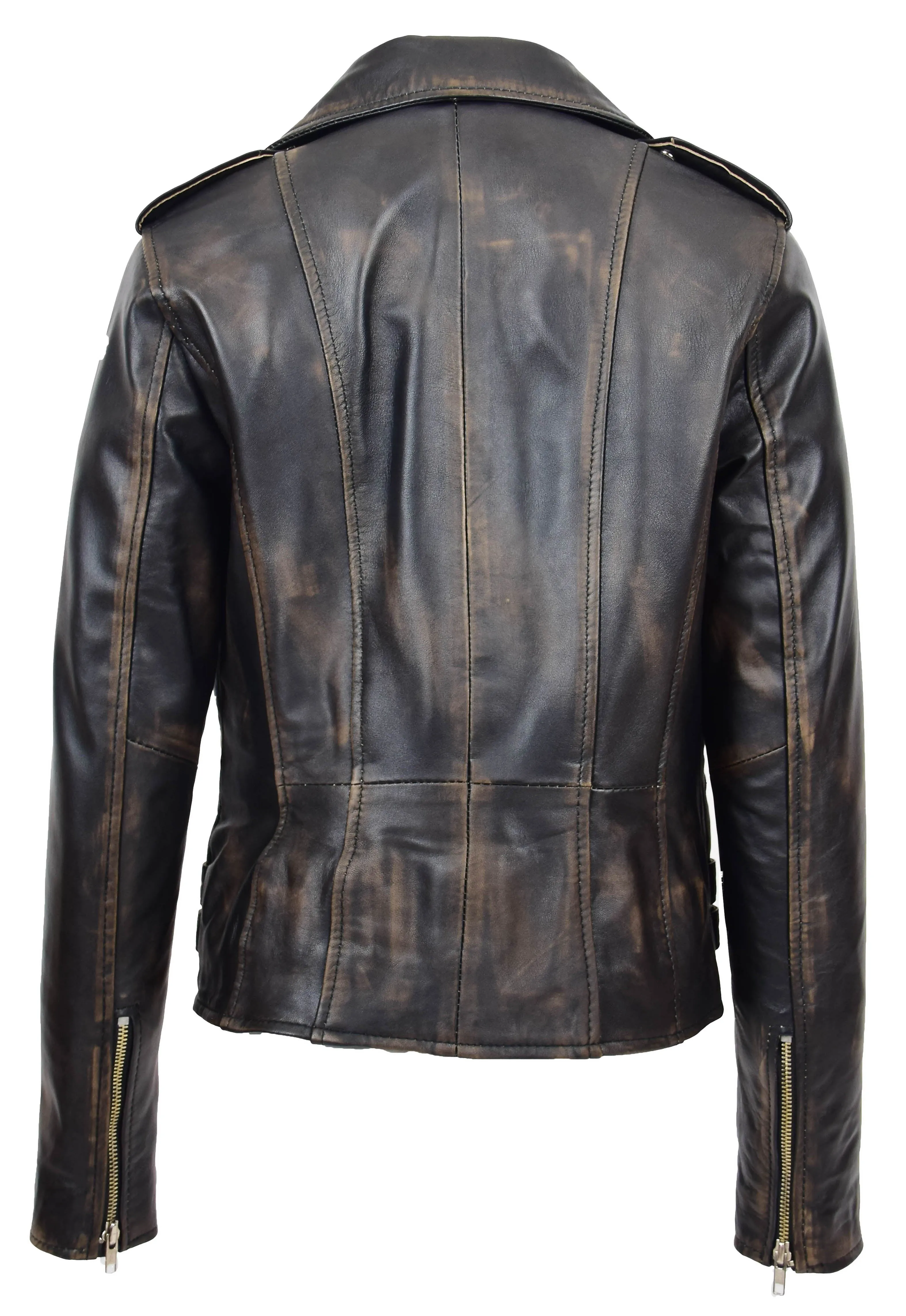 Womens Trendy Biker Leather Jacket Beyonce Rub Off